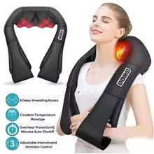 Masajeador de Cuello Shiatsu Brelley – Alivio Cervical con Calor y 8 Rodillos