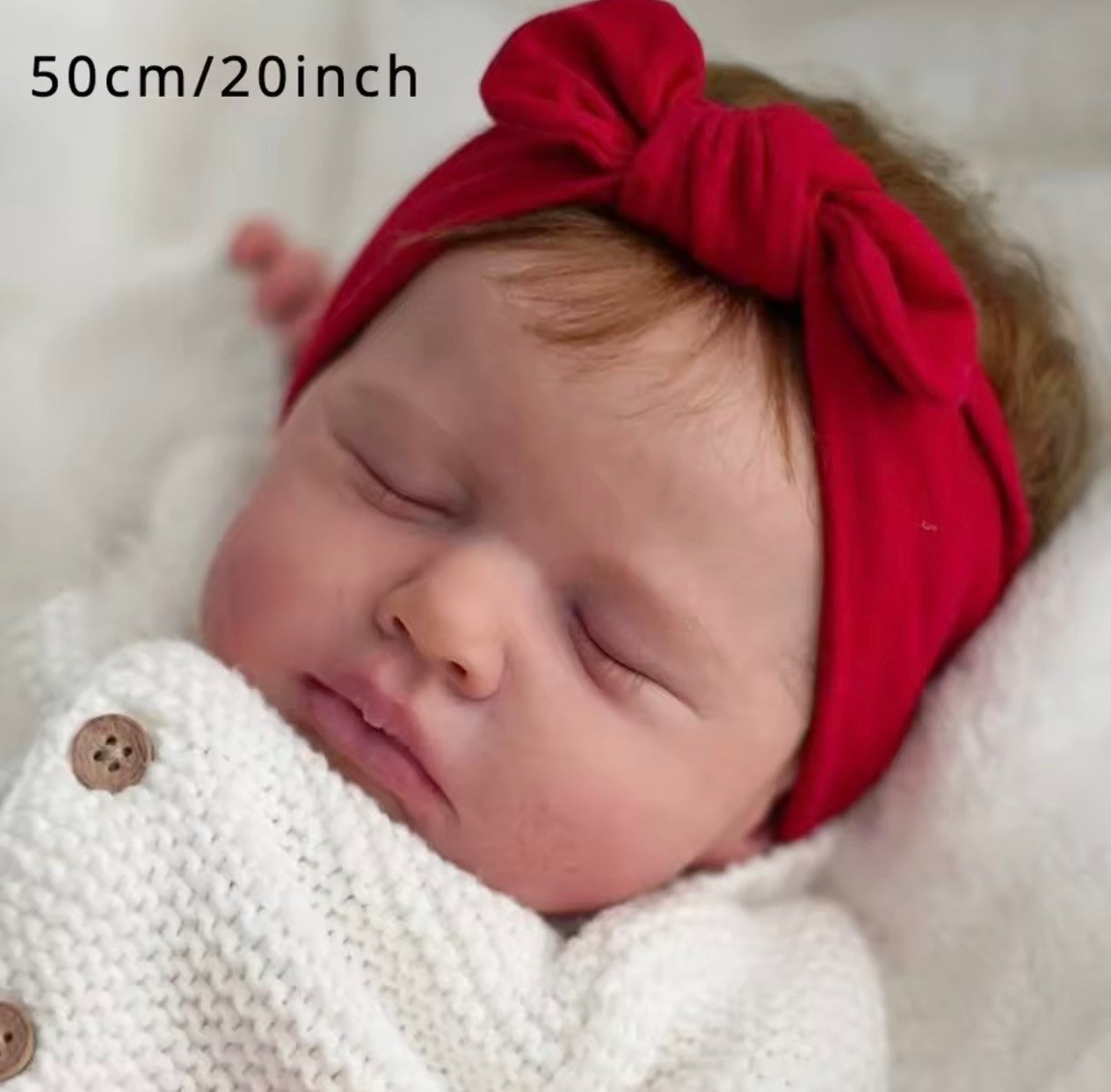 Muñeca Reborn Dormida BZDOLL 50 cm – Recién Nacida Realista con Piel 3D