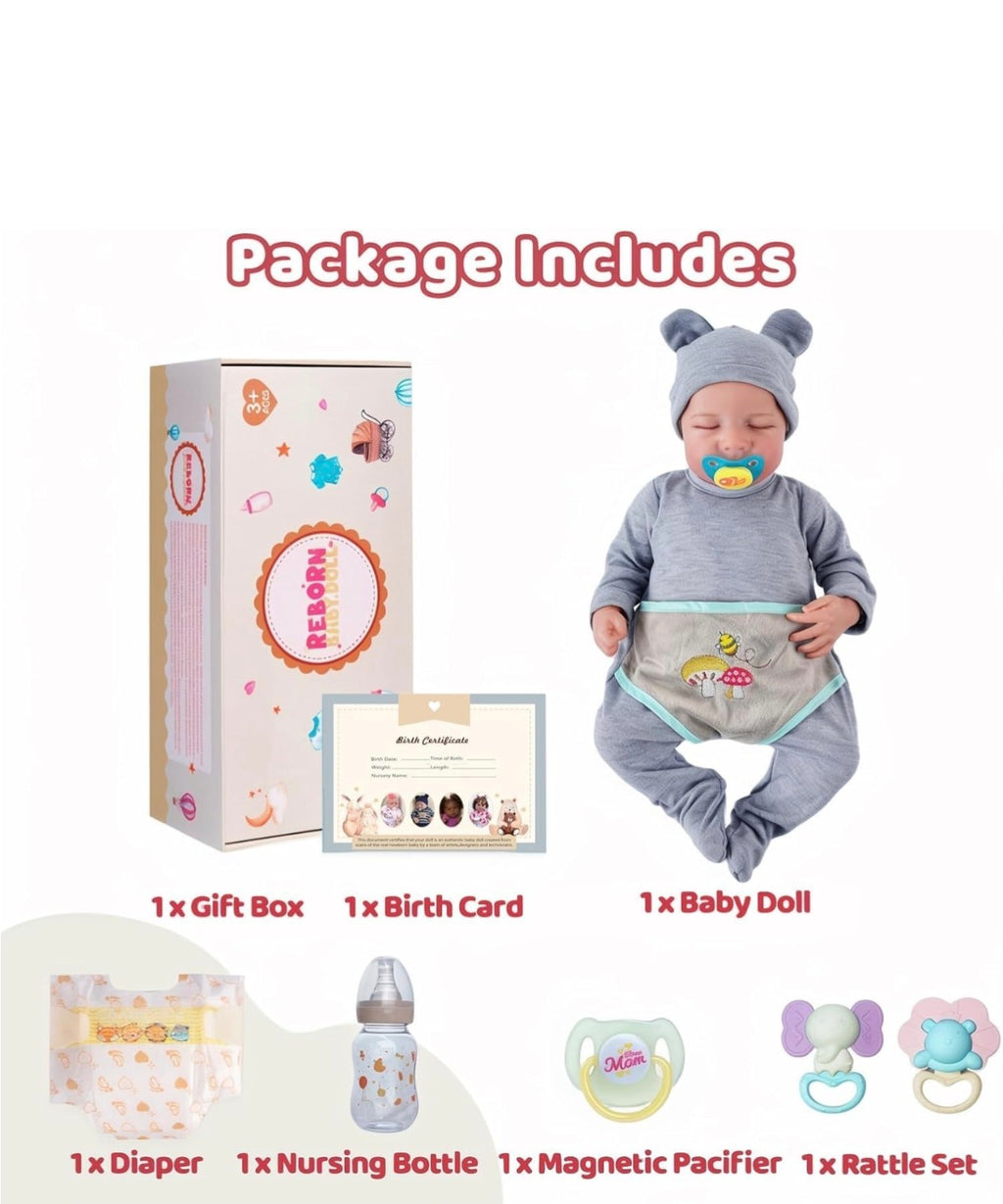 Muñeco Reborn Niño 50cm Realista Vinilo Suave con Accesorios